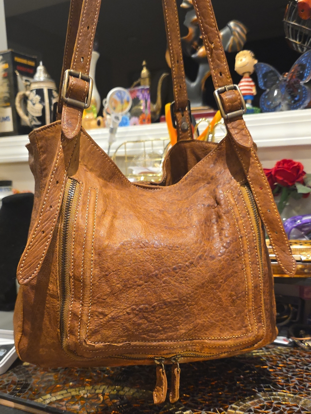 Sundance Rustic Brown Leather Shoulder Bag